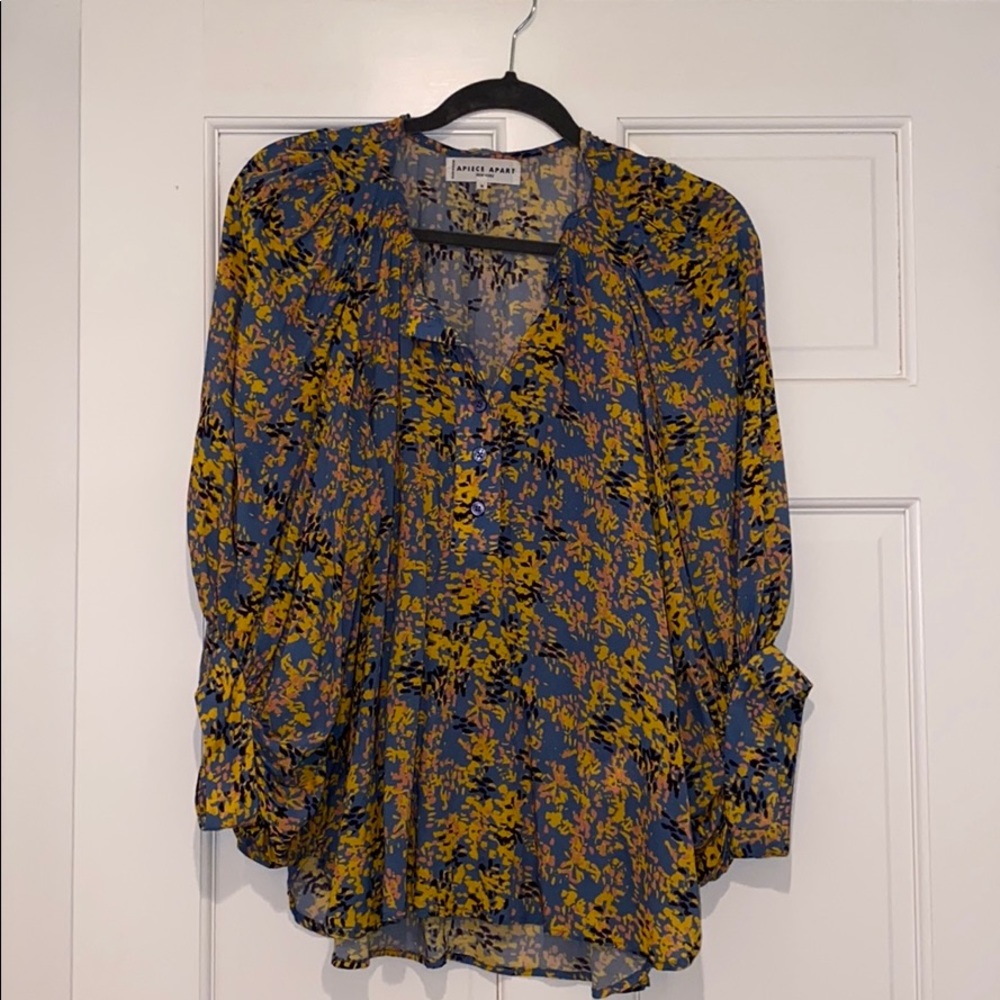 Apiece Apart Yellow Everlasting Printed Voile Top